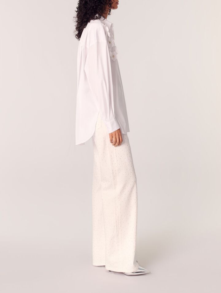 Long shirt with embroidered flowers