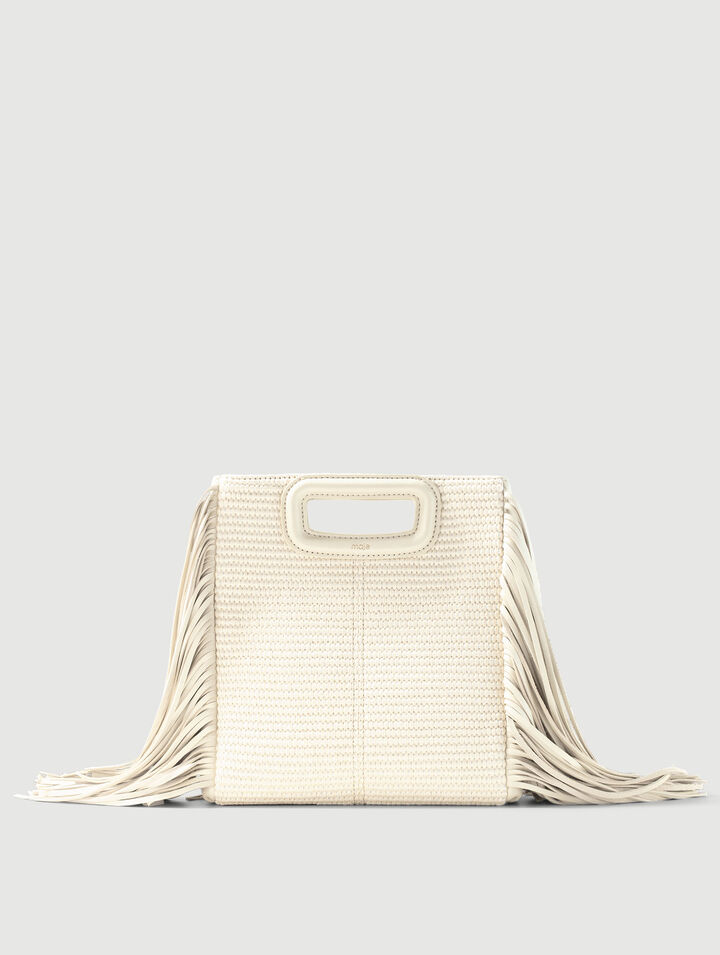 Textile and raffia M bag