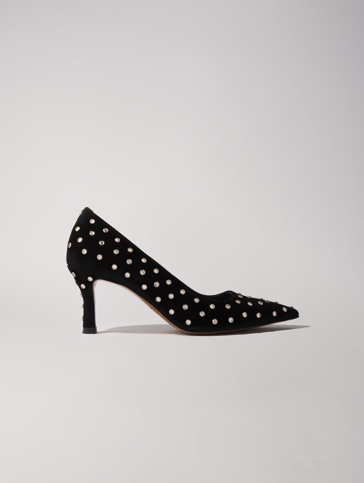 Rhinestone pumps with pointed toes