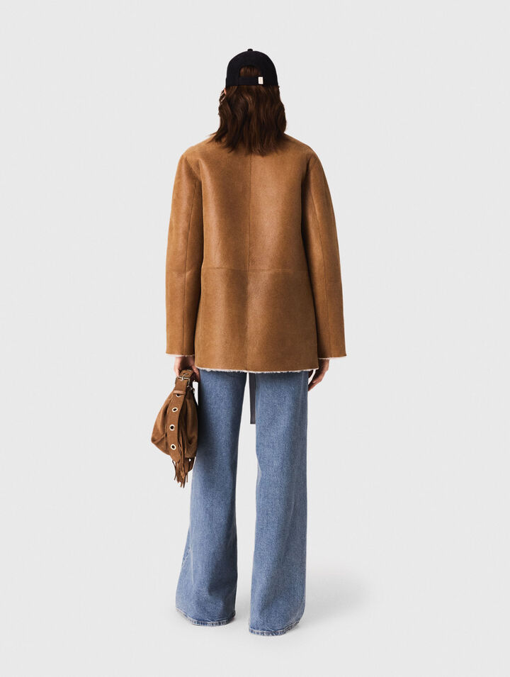 Reversible leather coat
