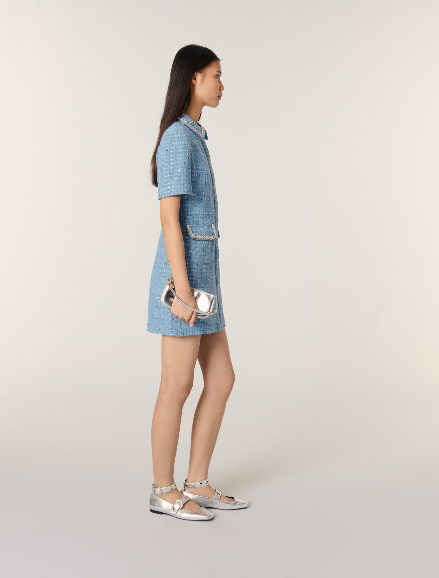 Sequin tweed short dress