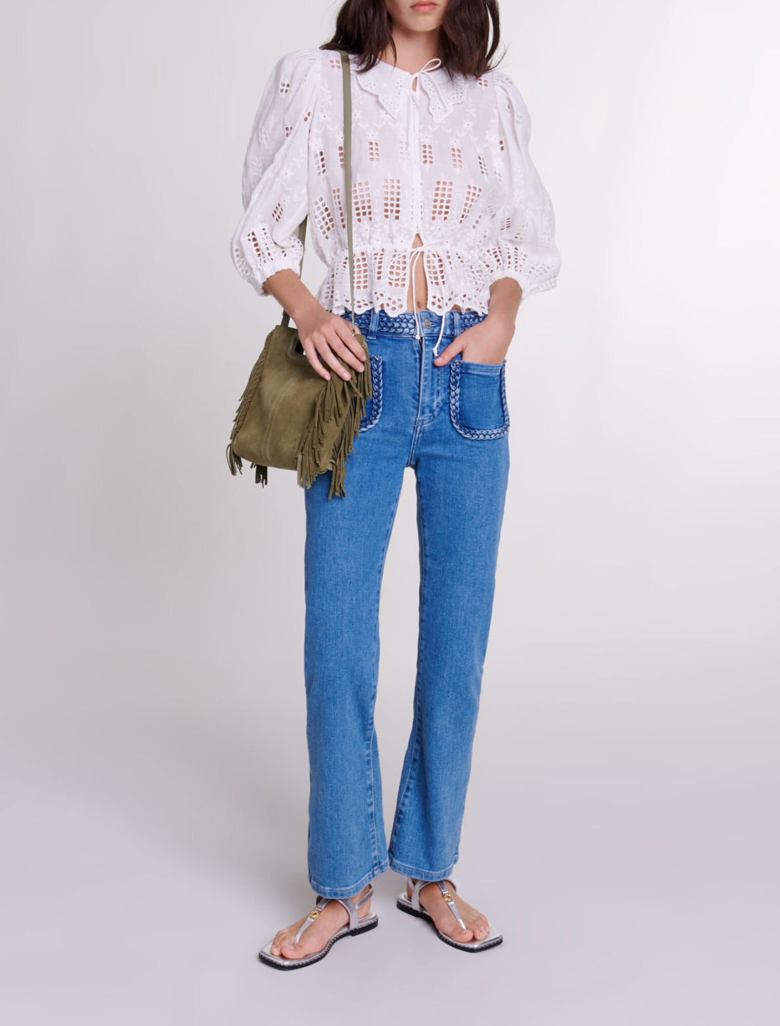 Jeans con detalles trenzados