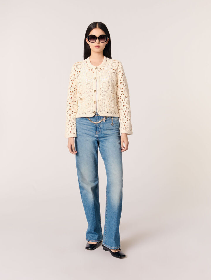 Crocheted cropped cardigan