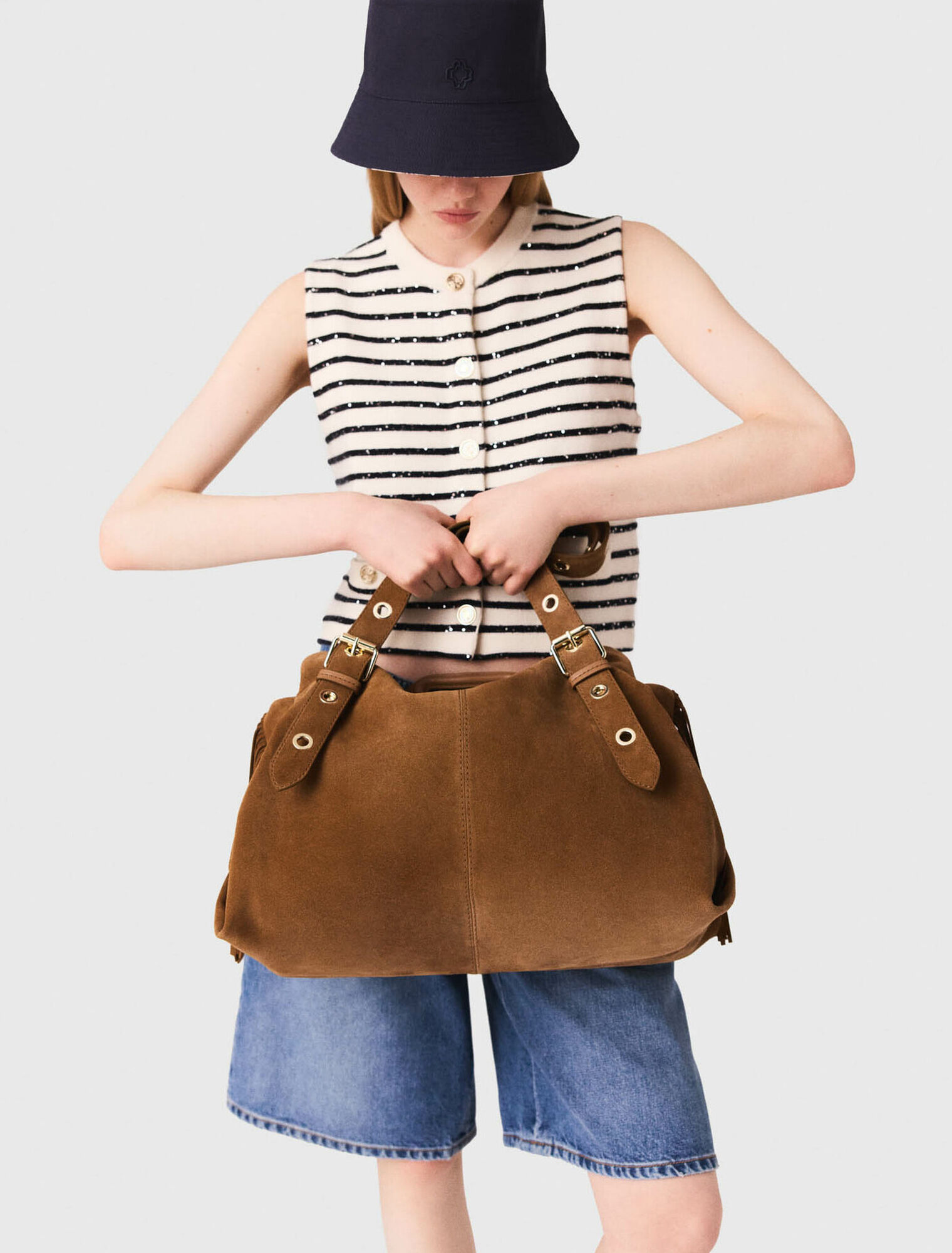 Striped wool blend top