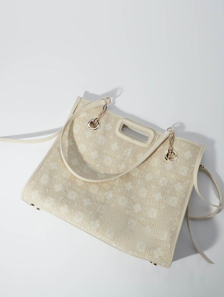 Clover print canvas shopping bag