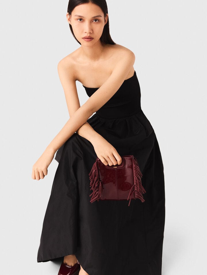 Strapless mesh and taffeta dress