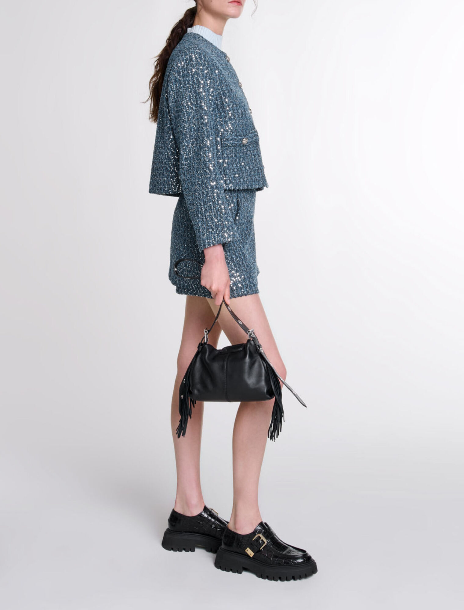 Sequinned tweed jacket