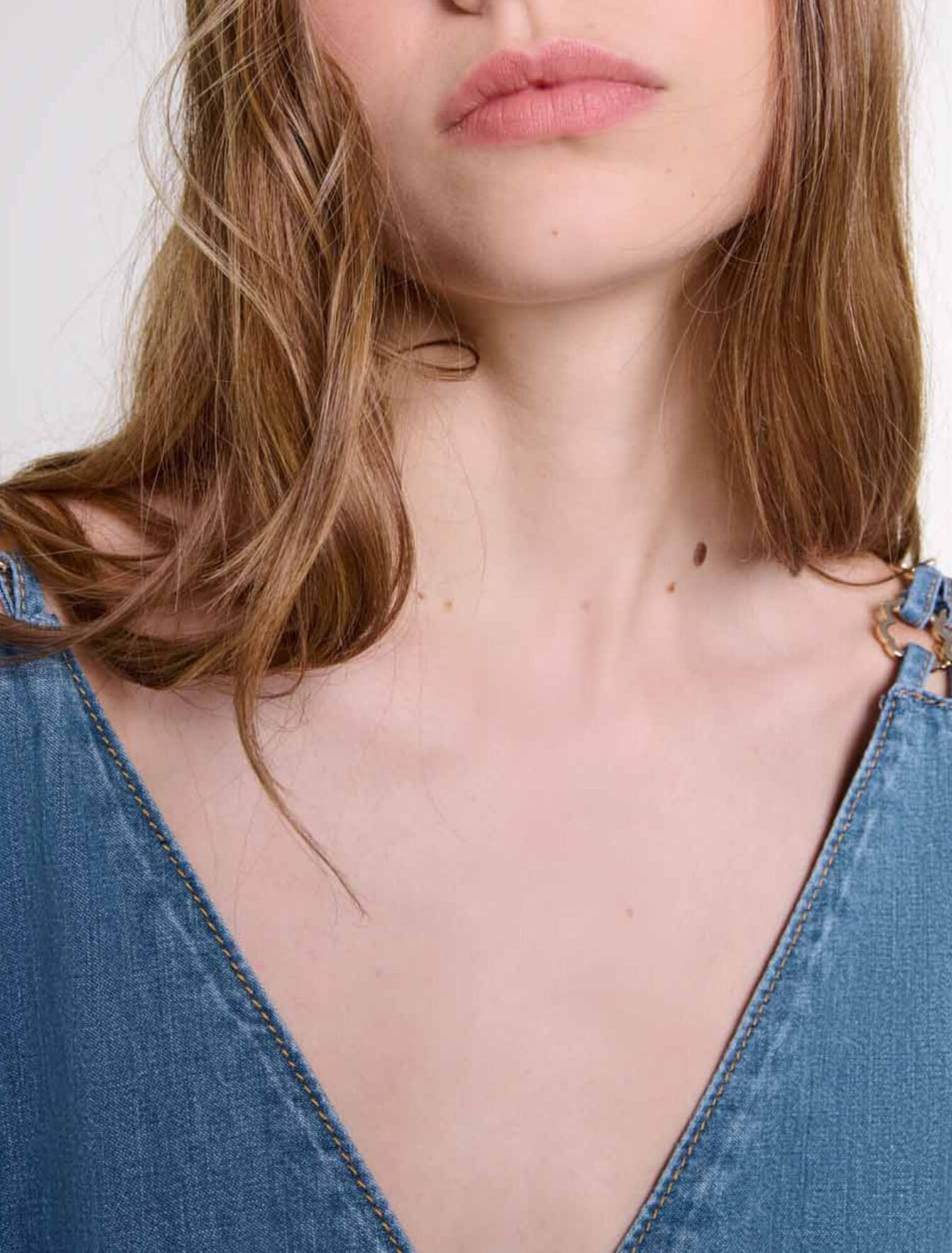 Cutaway denim maxi dress