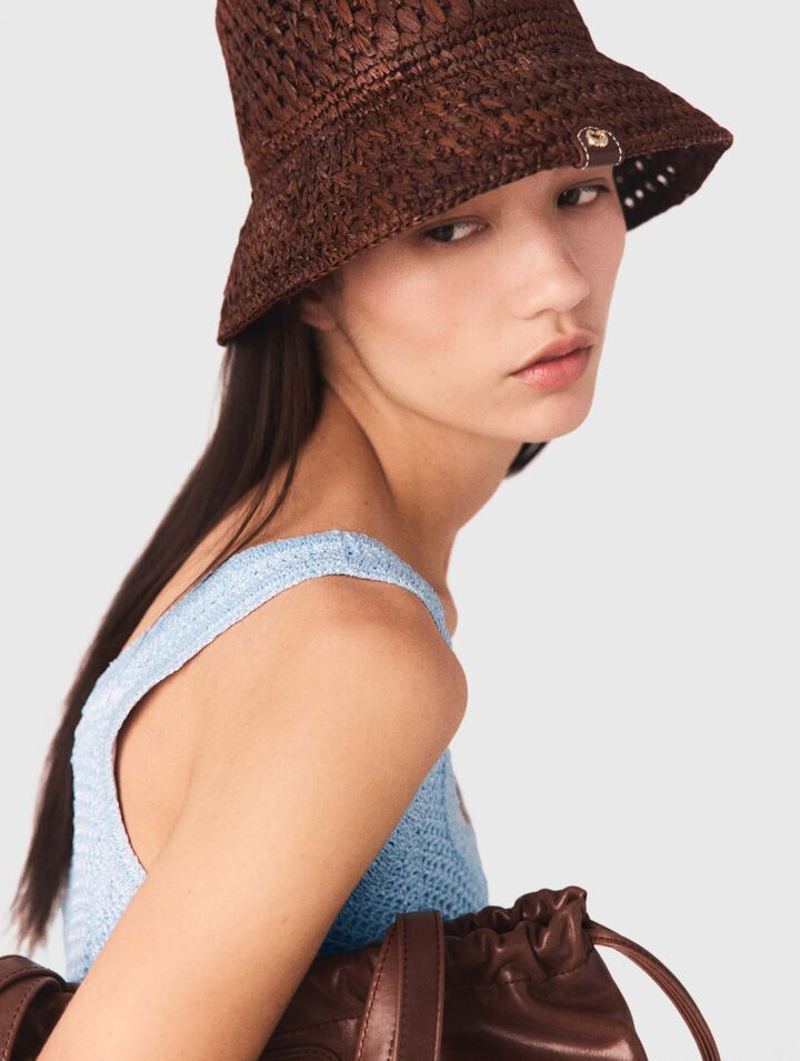 Colourful natural raffia bucket hat