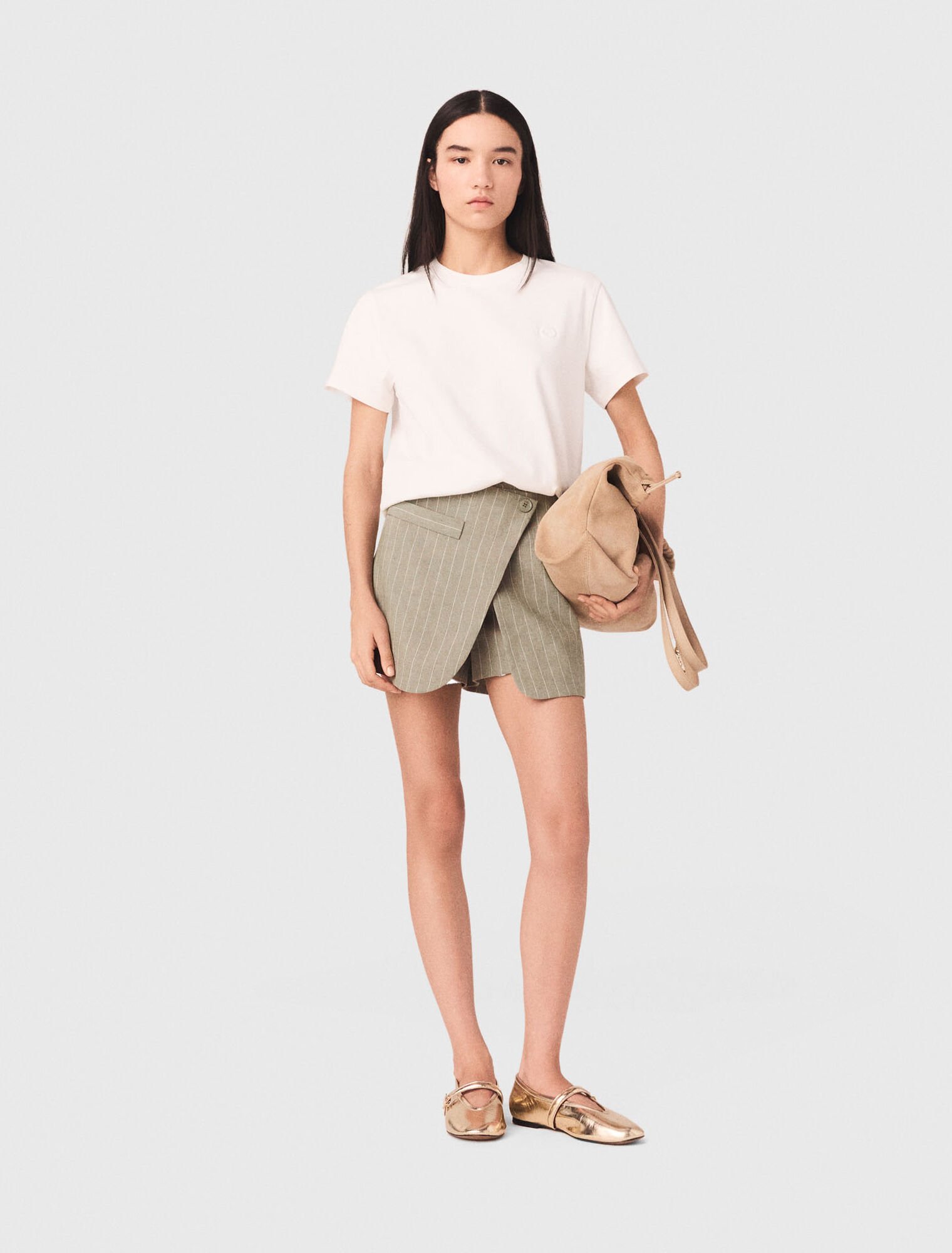 Layered linen blend shorts