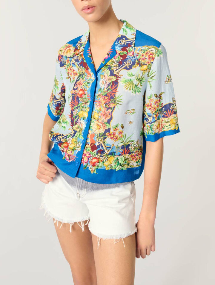Patterned cropped shirt