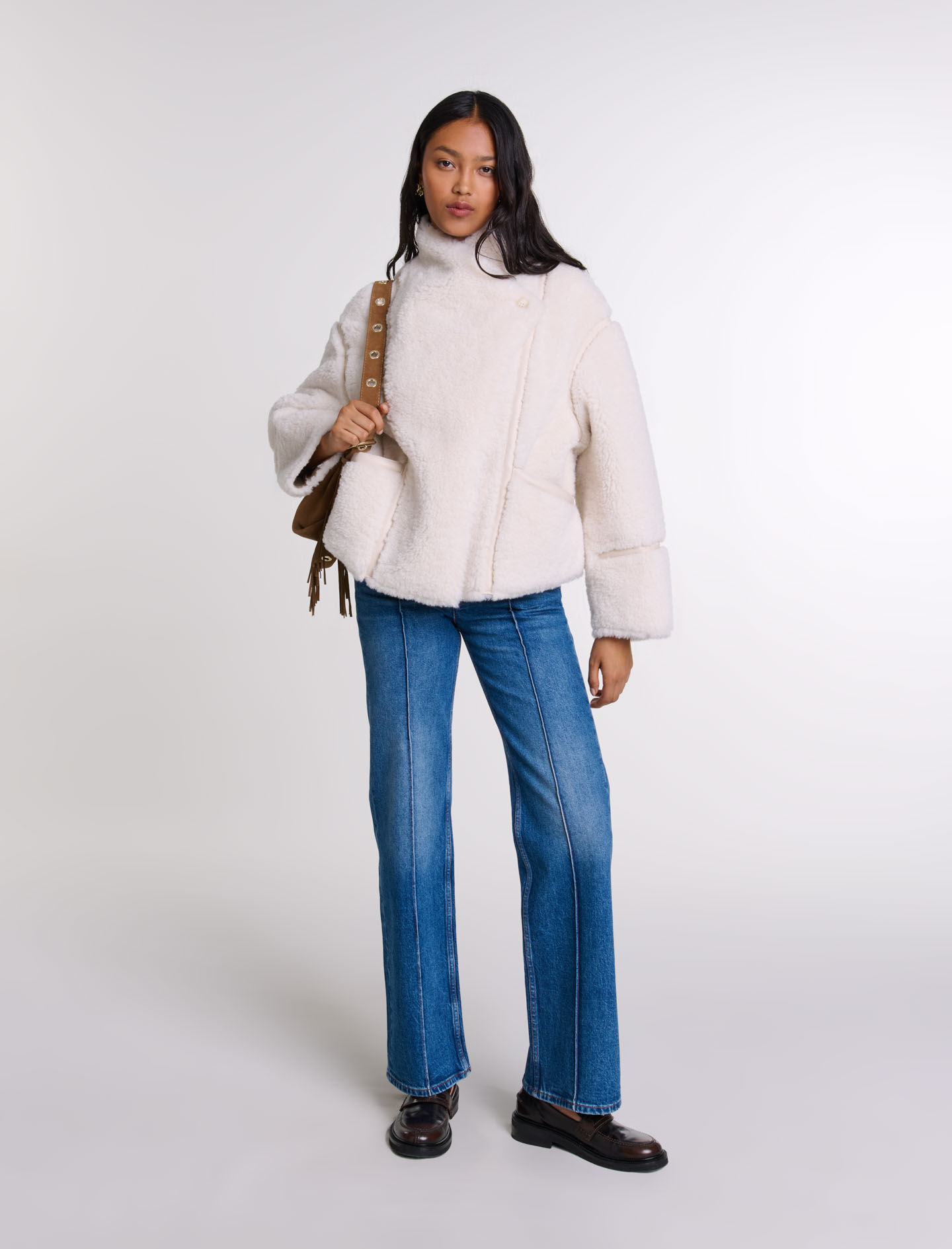 Maje blue fur coat shop