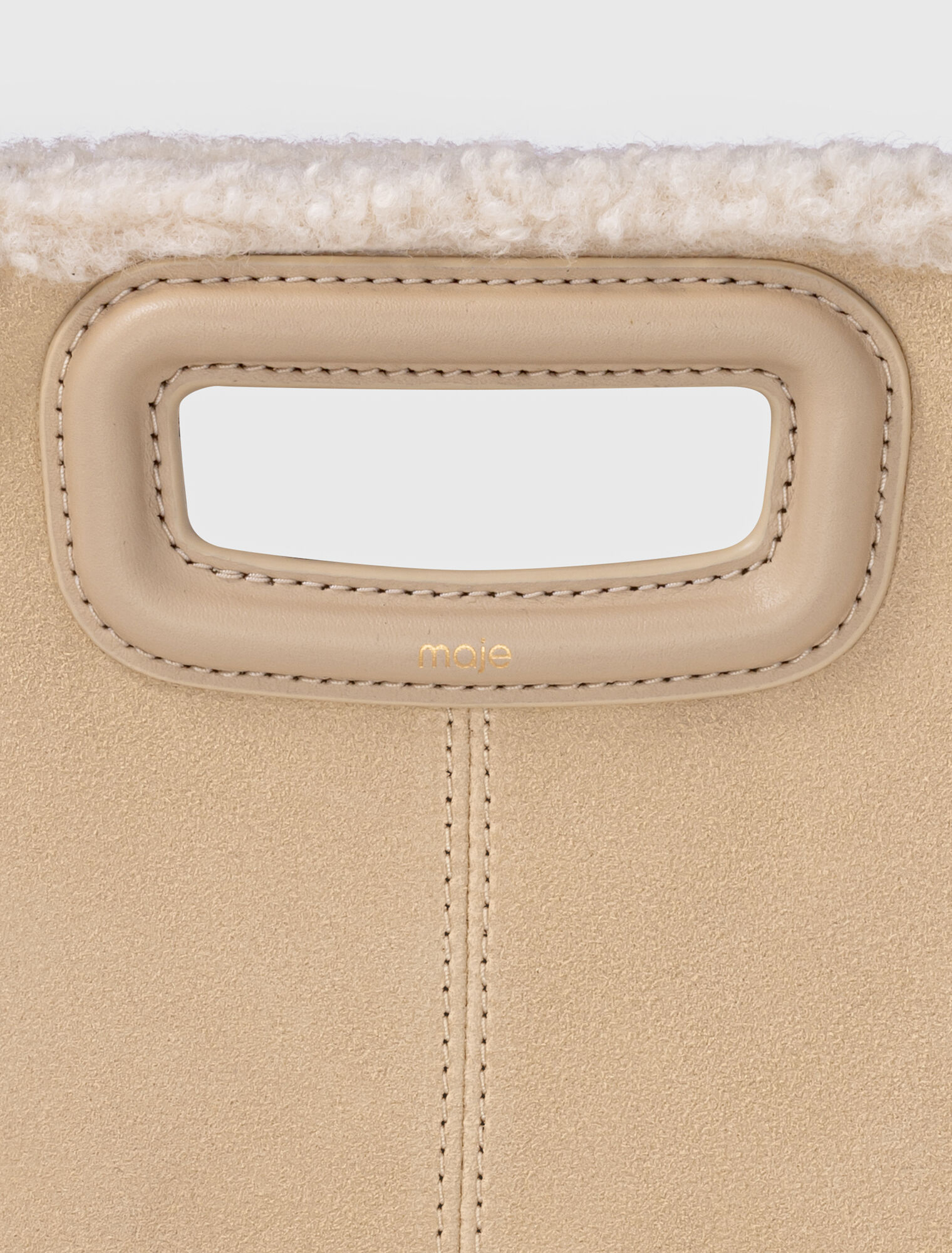 Suede and fur-effect M bag