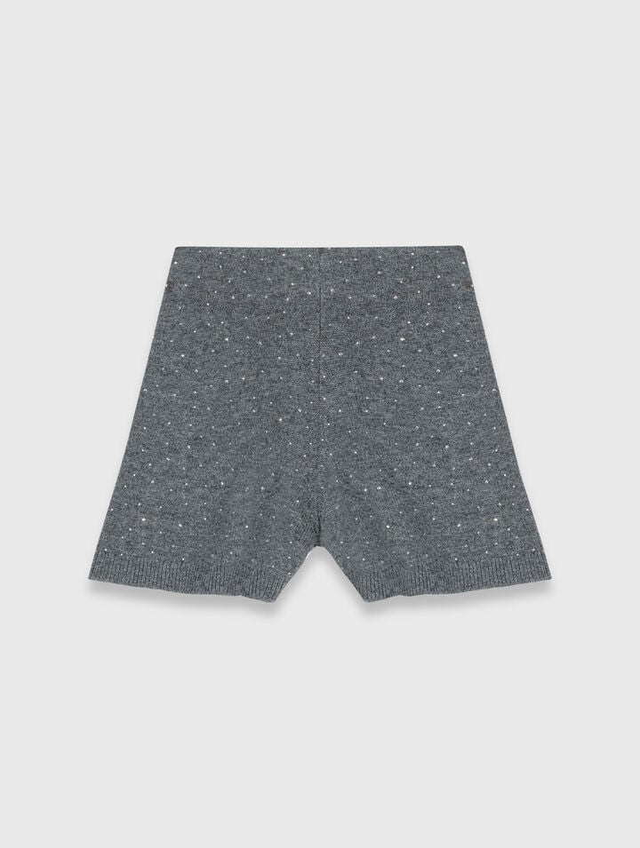 Knit shorts with rhinestones