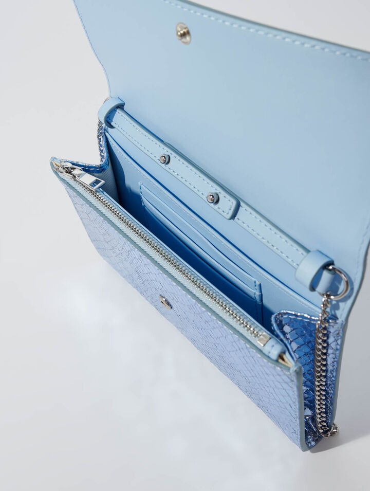Mock croc leather clutch bag