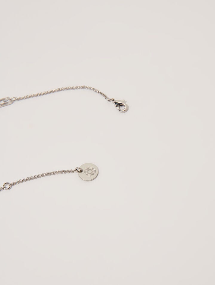 Silver rhinestone choker necklace