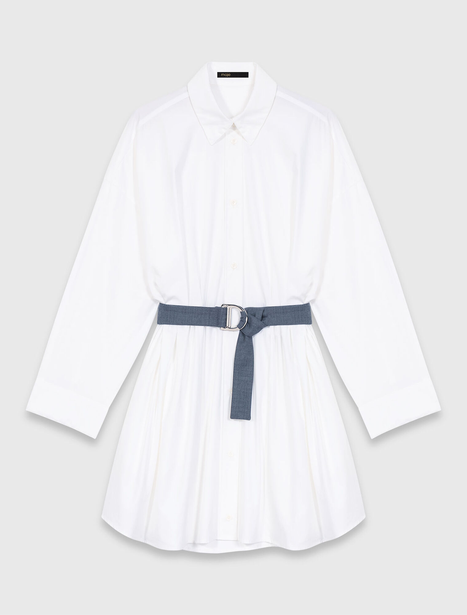 Shirt dress with contrast belt