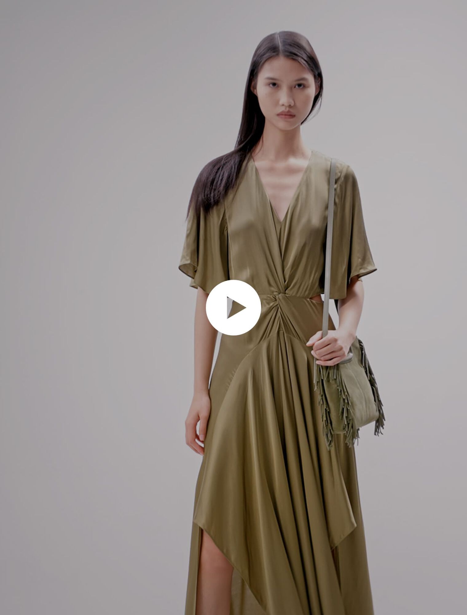 Openwork satin-effect maxi dress
