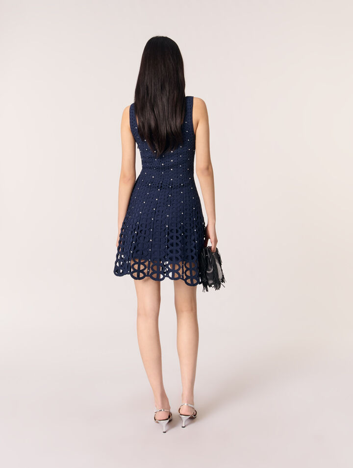 Rhinestone crochet short dress