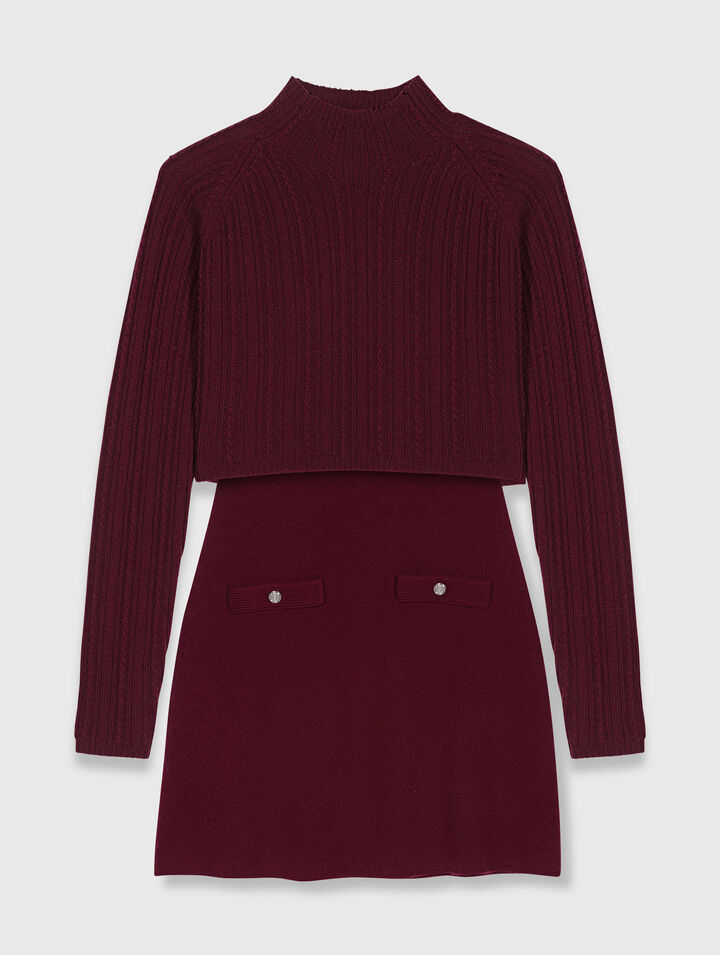 Knit dress with removable jumper