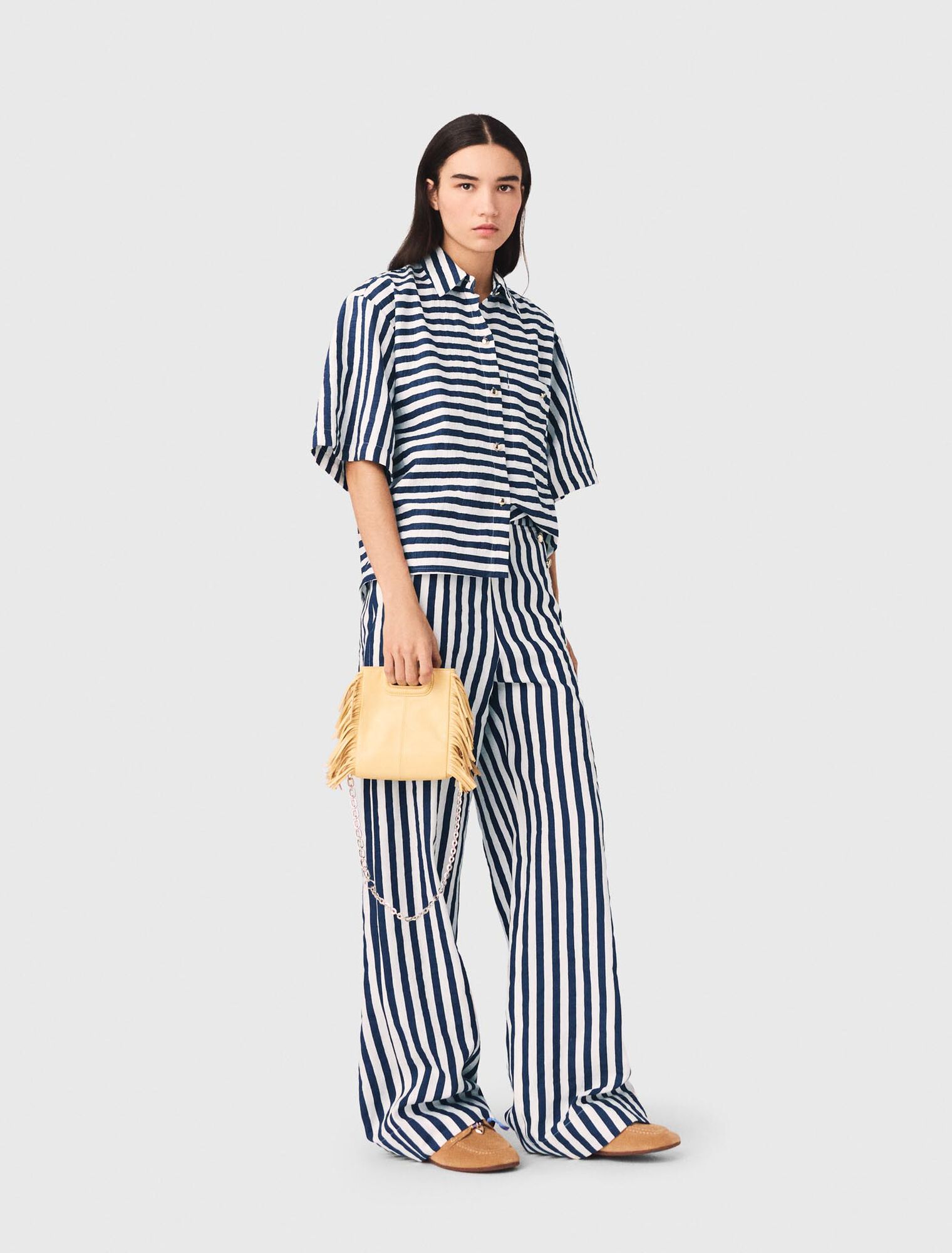 Cropped linen-blend shirt