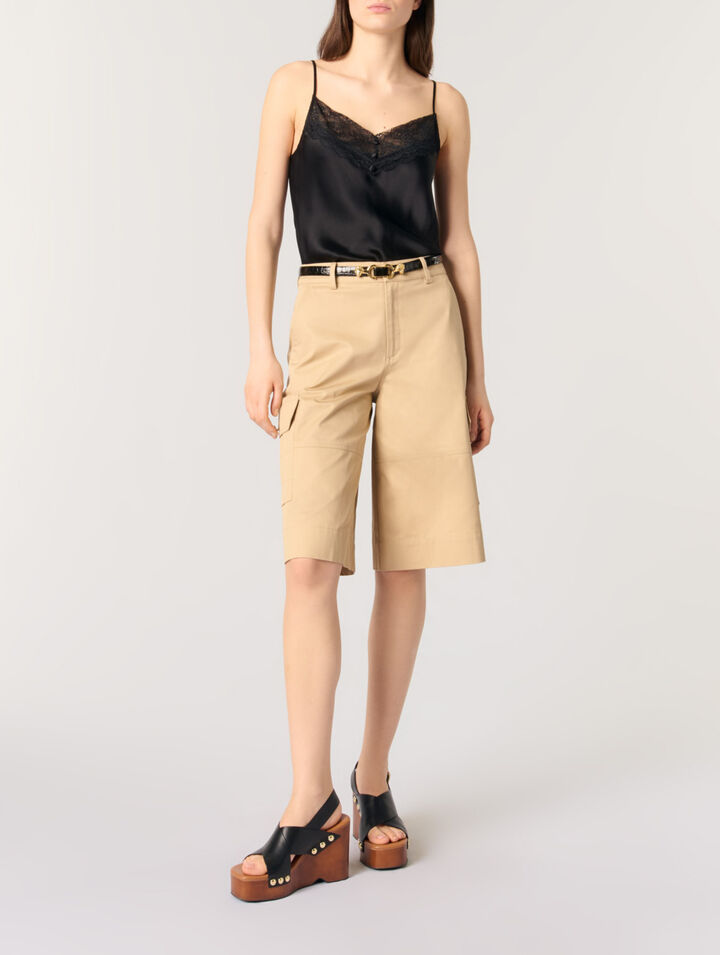 Silk satin and lace top