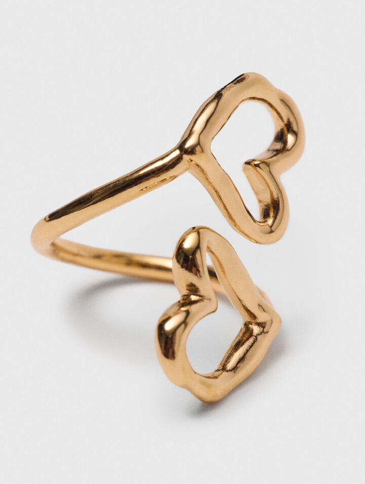 Double gold-plated heart ring