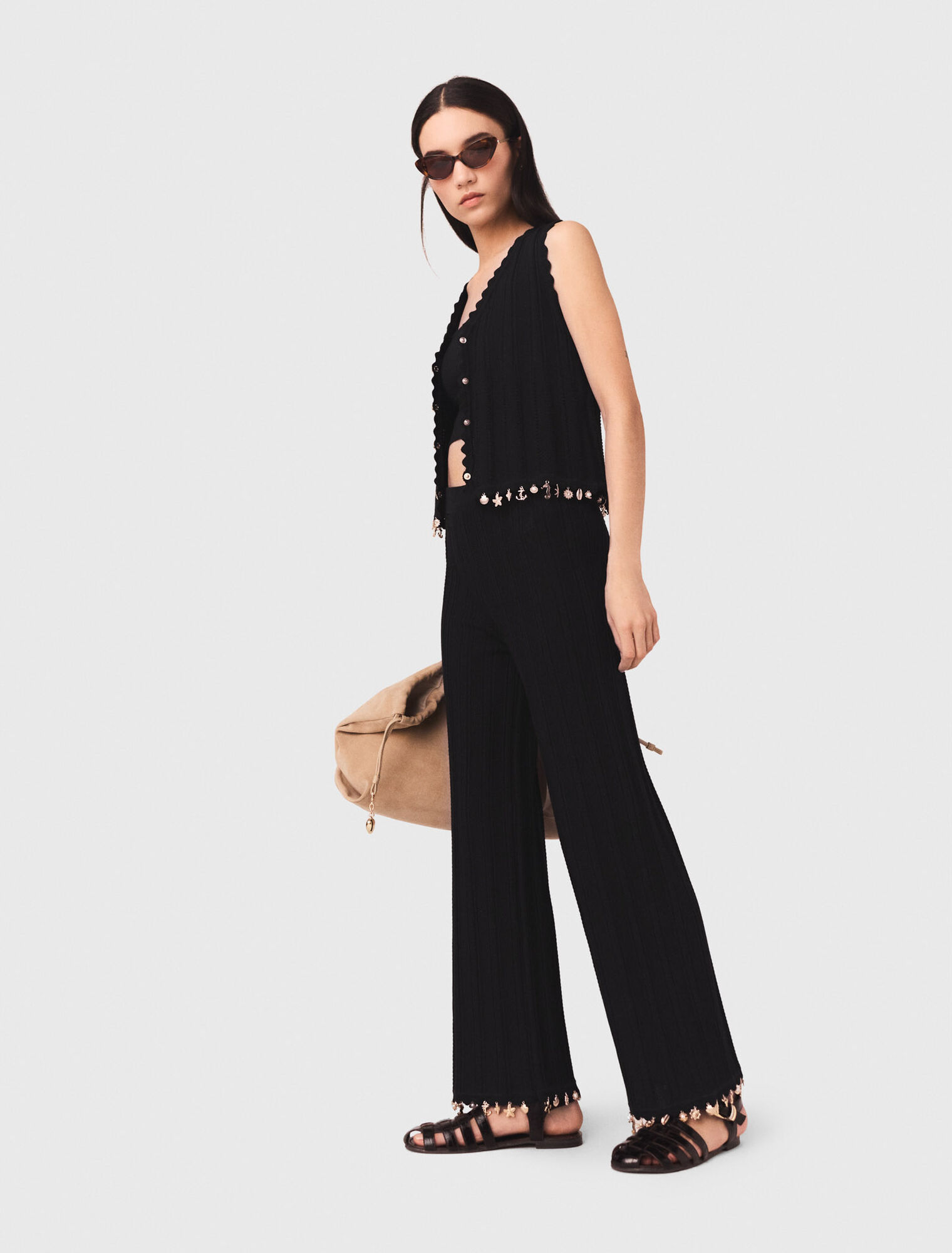 Jewelled knit trousers