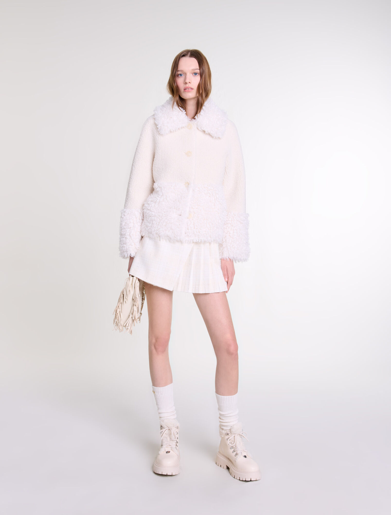 Short fake fur coat