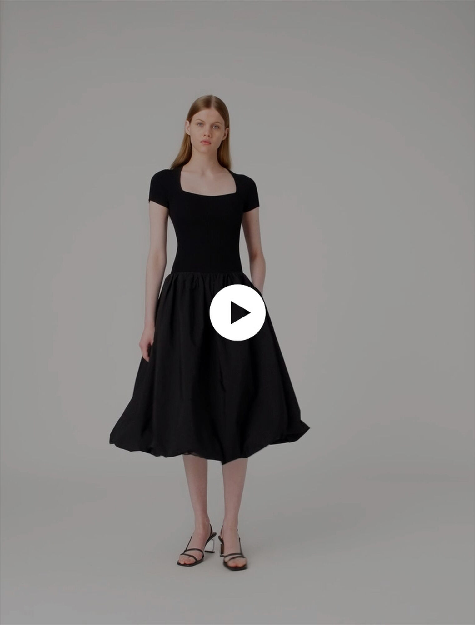 Long mesh and taffeta dress