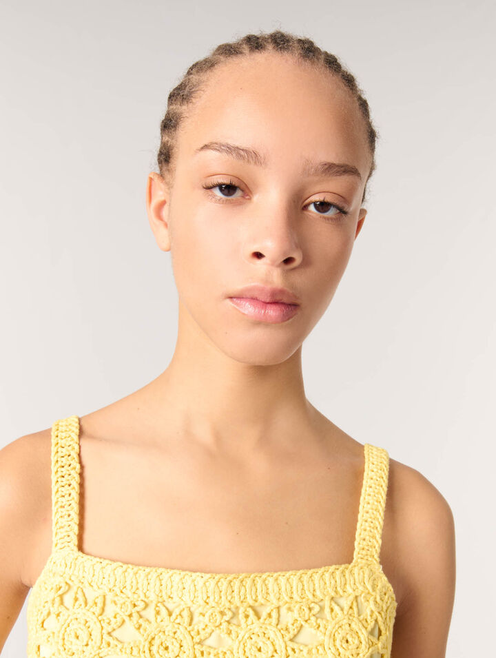 Crochet-knit top