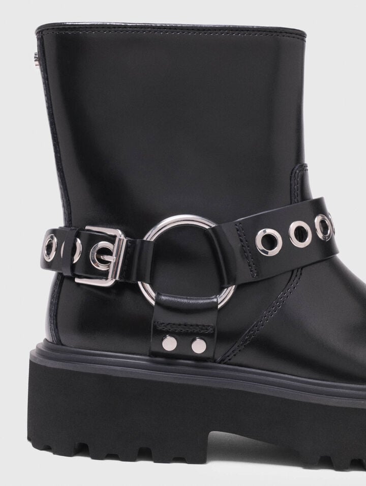 Leather biker boot