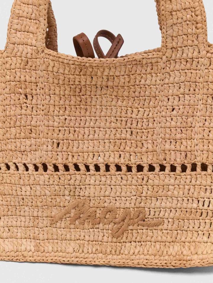 Natural raffia mini shopping bag