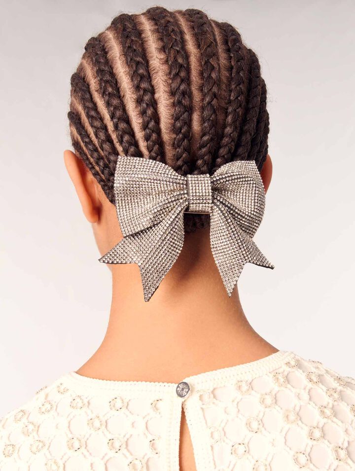 Rhinestone bow barrette