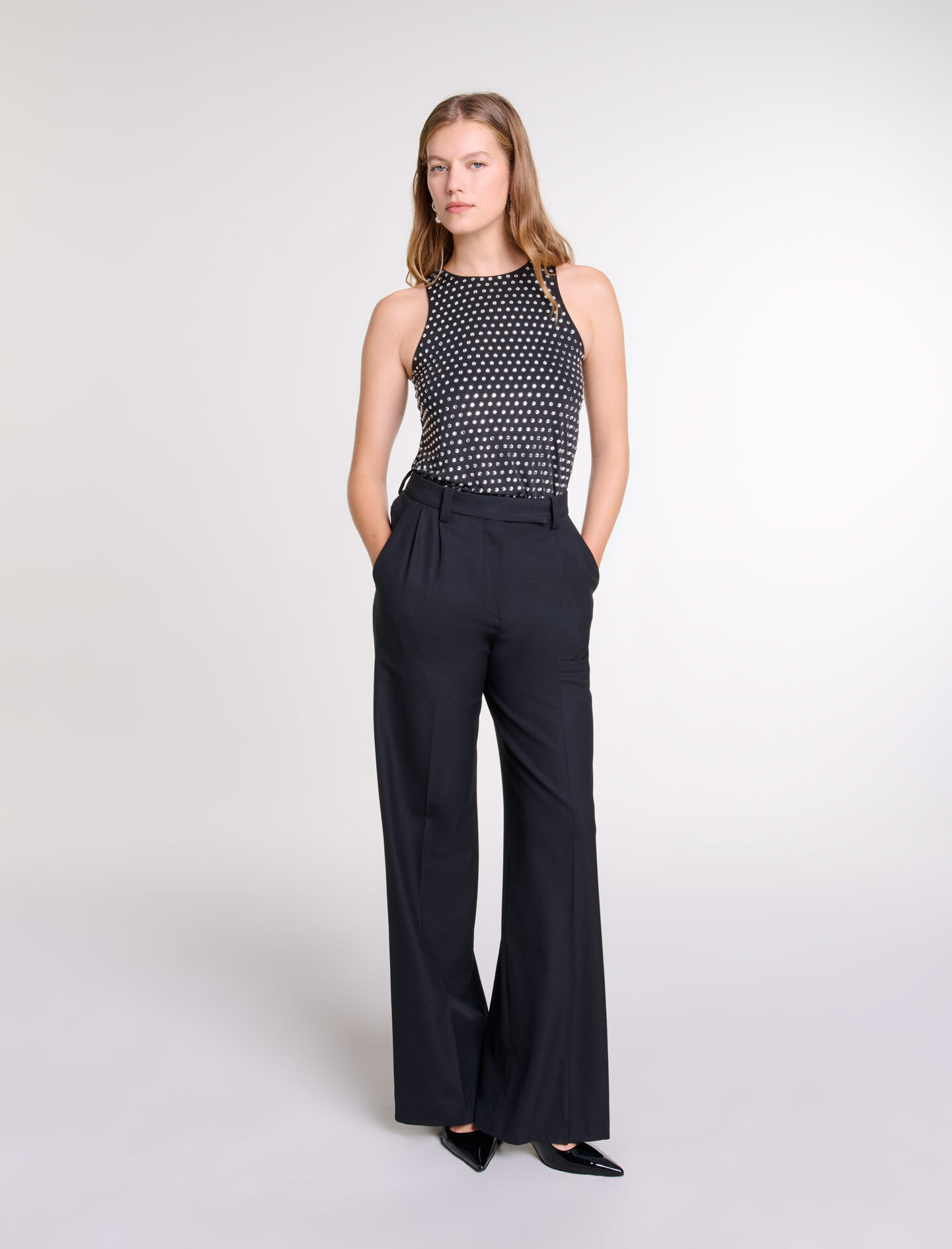 Womens wide leg suit outlet