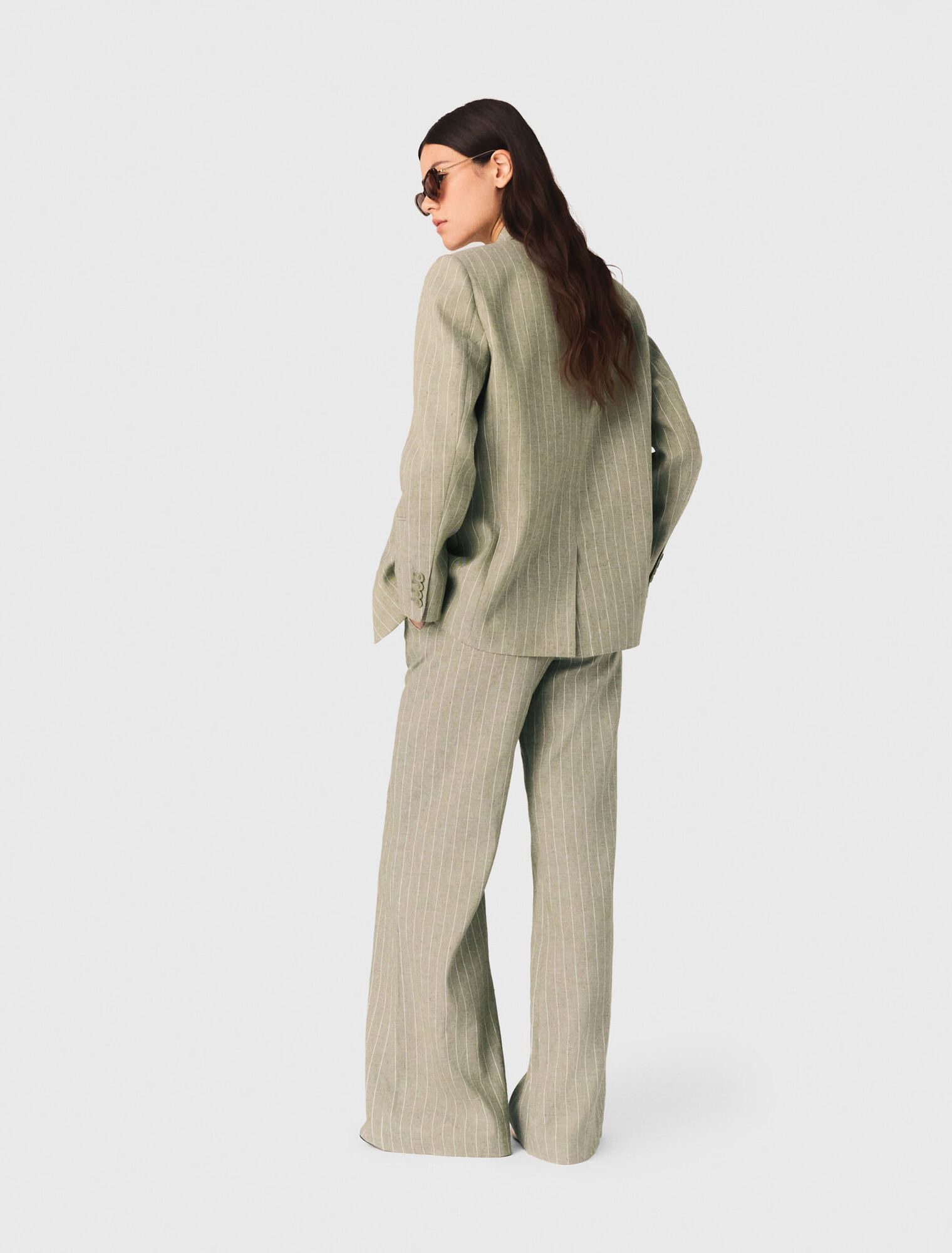 Linen-blend suit trousers