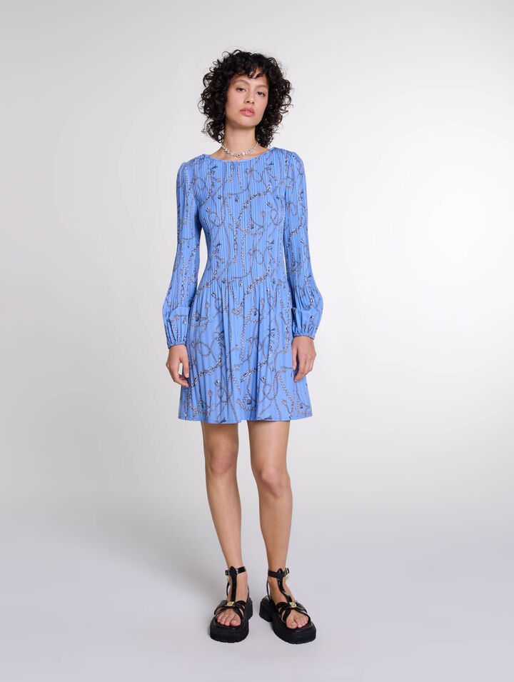 Patterned pleated dress
