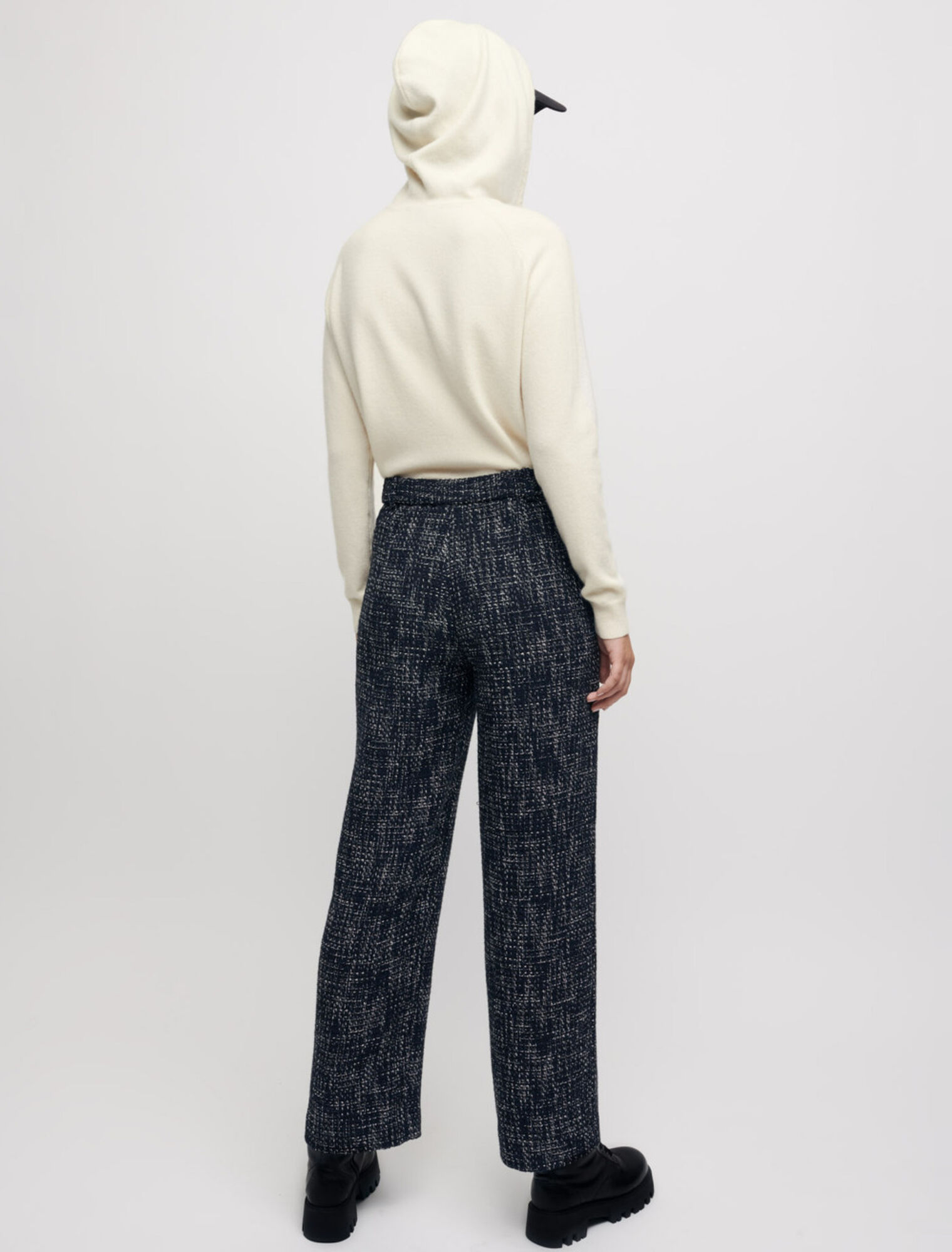 Wide-leg tweed-style trousers