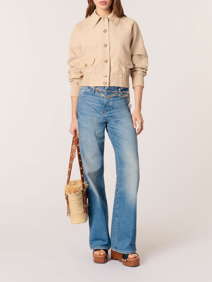 Linen and cotton bomber jacket