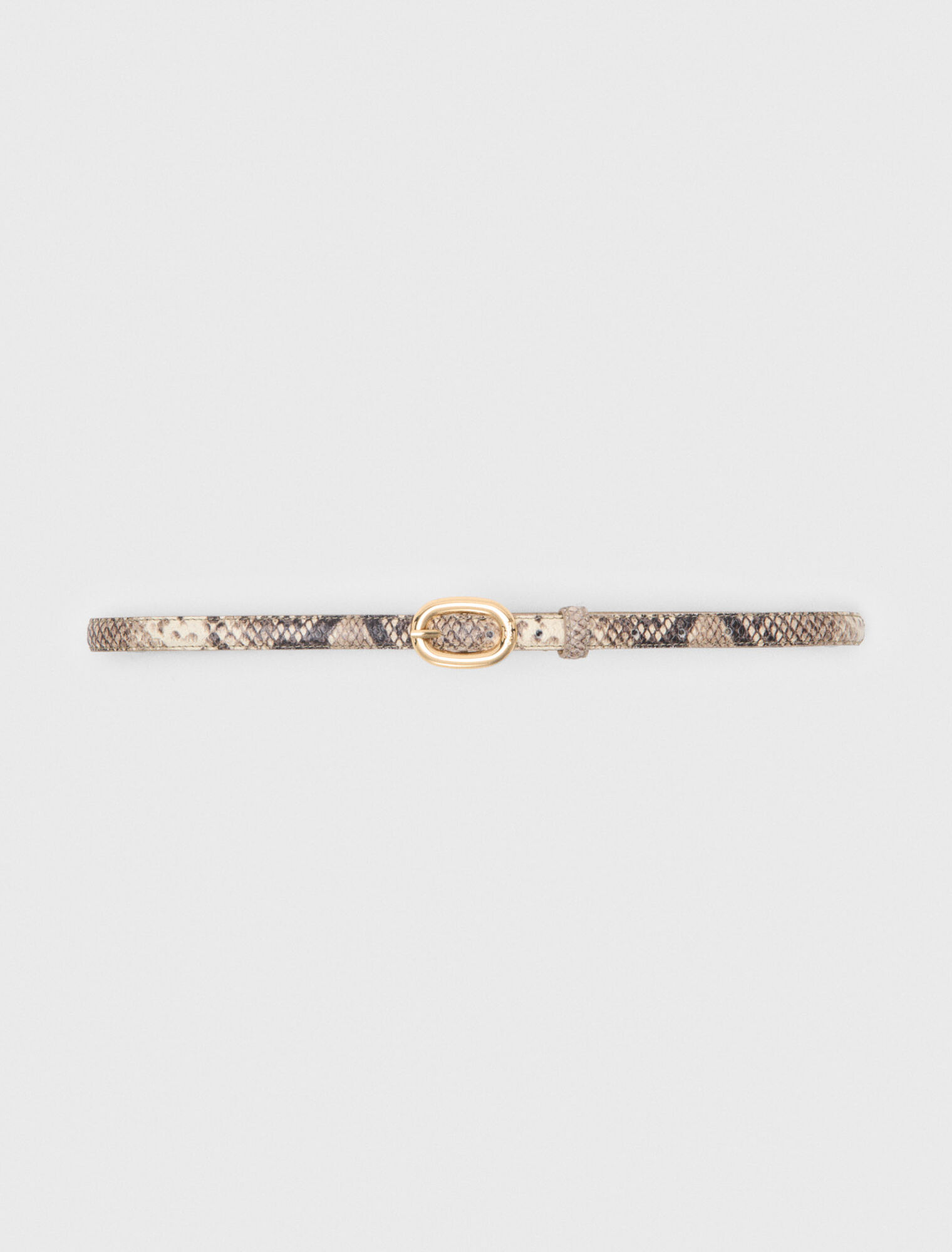 Slim python-effect leather belt