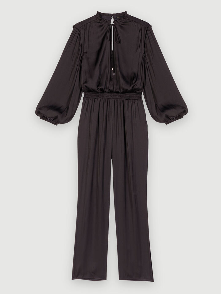 Long black cinched jumpsuit