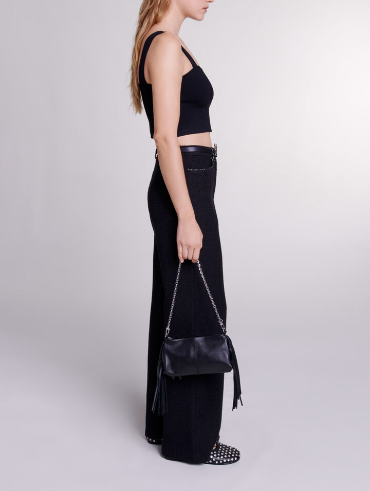 Wide-leg tweed trousers