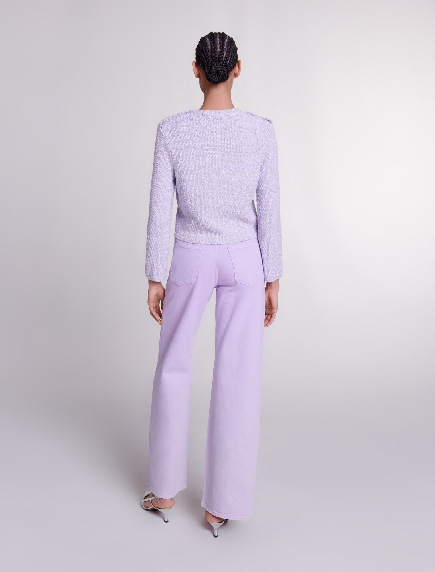 Cropped glitter knit cardigan