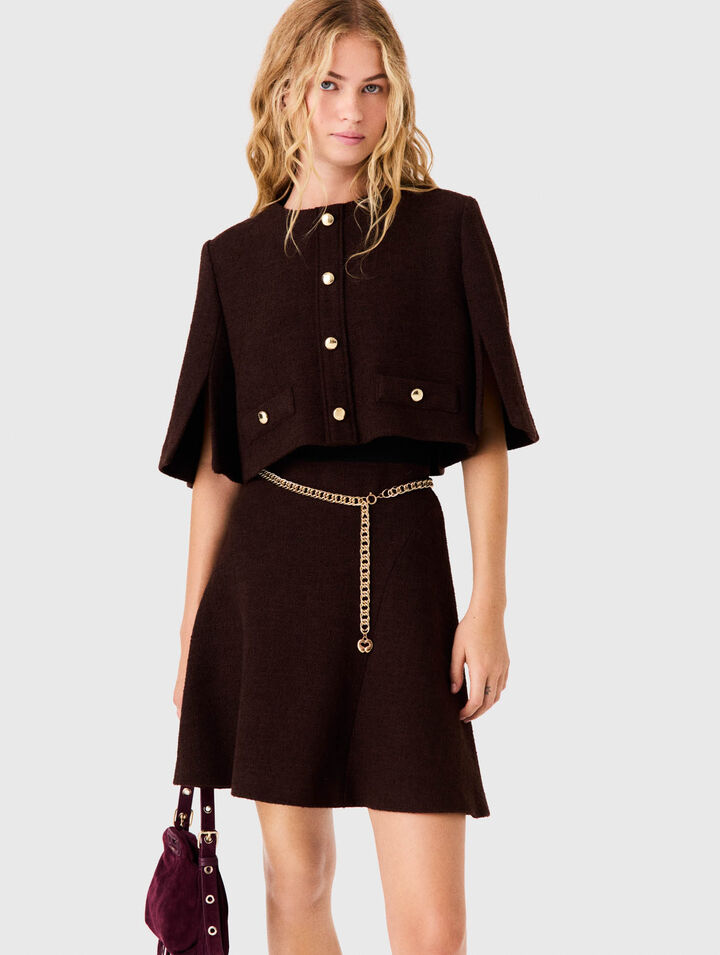 2-in-1 tweed cape dress