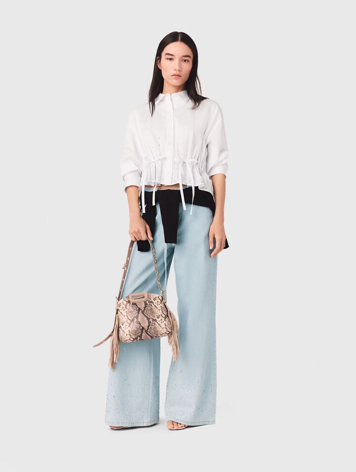 Cotton shirt with rhinestones