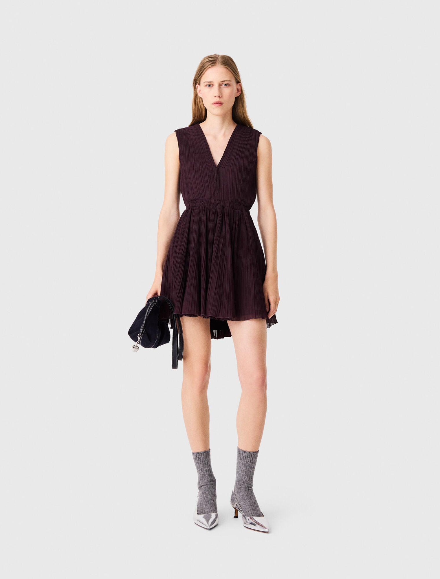 Short pleated skater dress