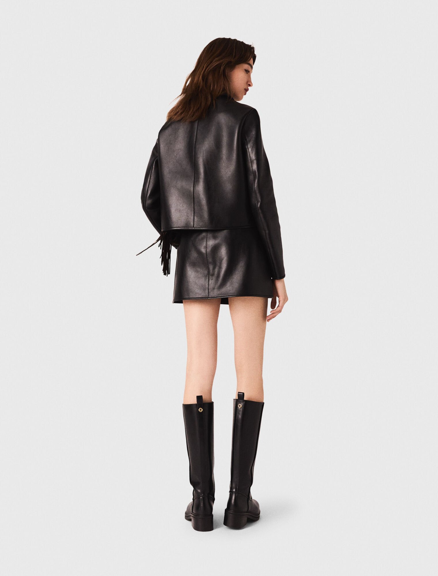 Cropped leather jacket