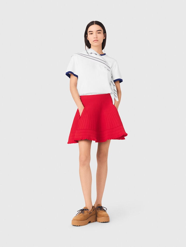 Compact knit short skirt