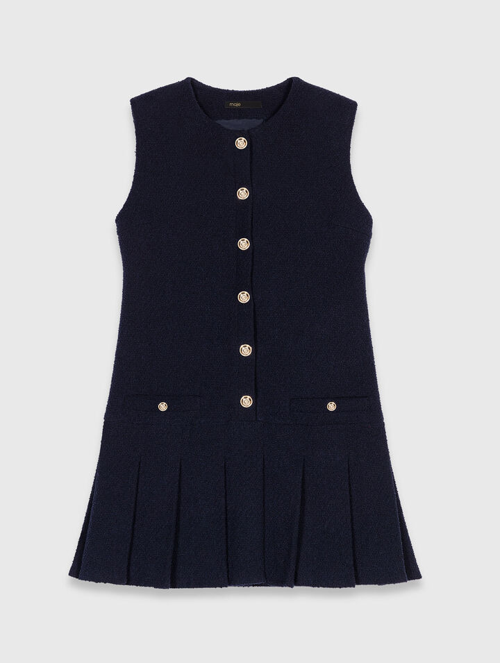 Short tweed dress, removable collar