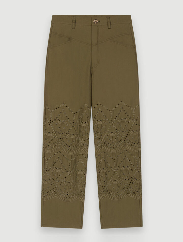 Embroidered cotton pants
